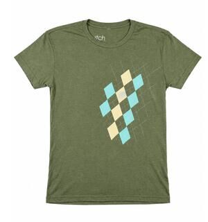 Rare Vintage 2000s Futch Olive Green Argyle Graphic Tee Size S Dani Campbell Y2K